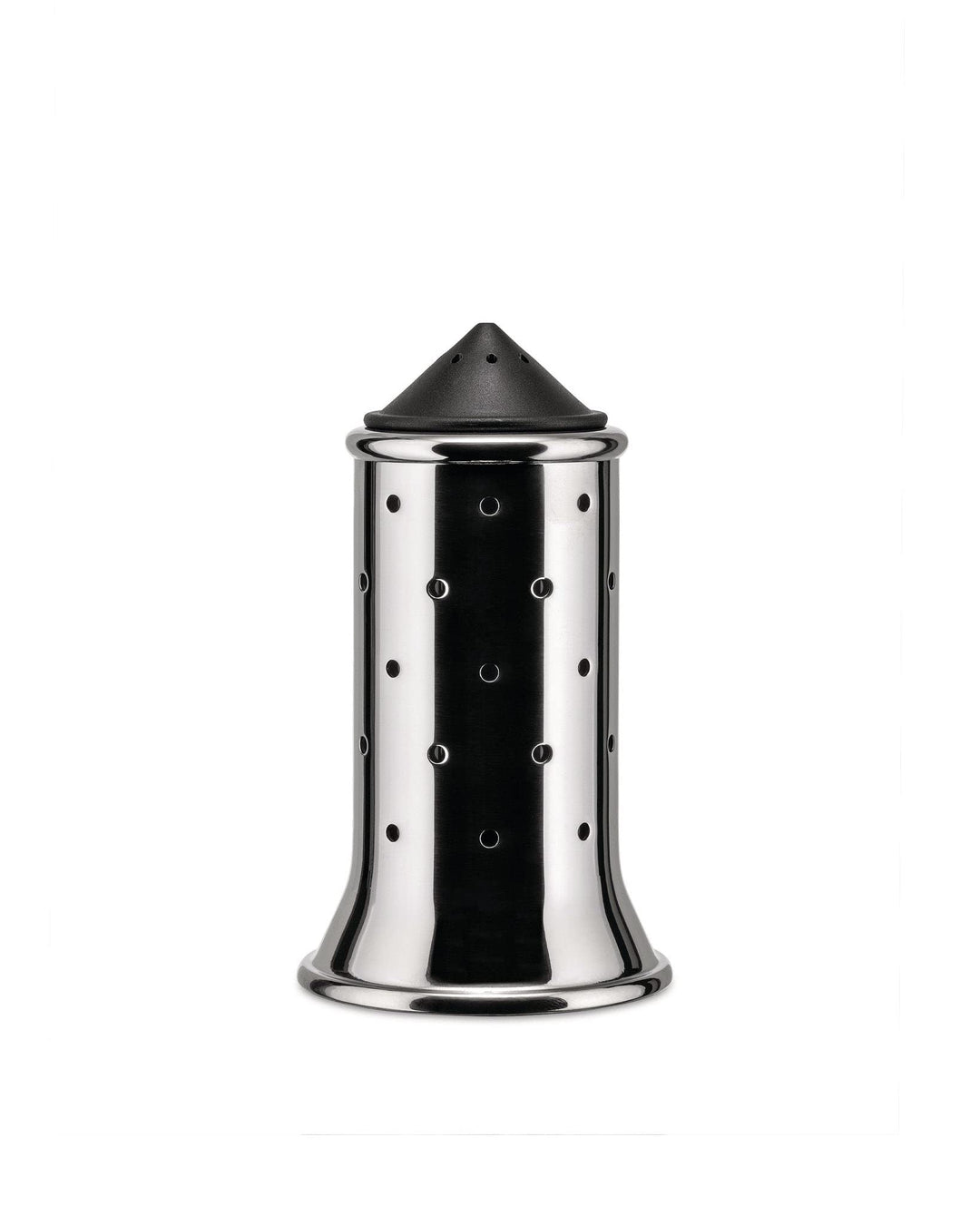 Alessi Salzstreuer aus Edelstahl mit Deckel und Verschluss aus PA,schwarz, 3 x 7 x 10 cm, Schwarz