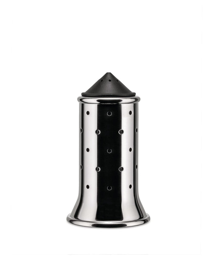 Alessi Salzstreuer aus Edelstahl mit Deckel und Verschluss aus PA,schwarz, 3 x 7 x 10 cm, Schwarz