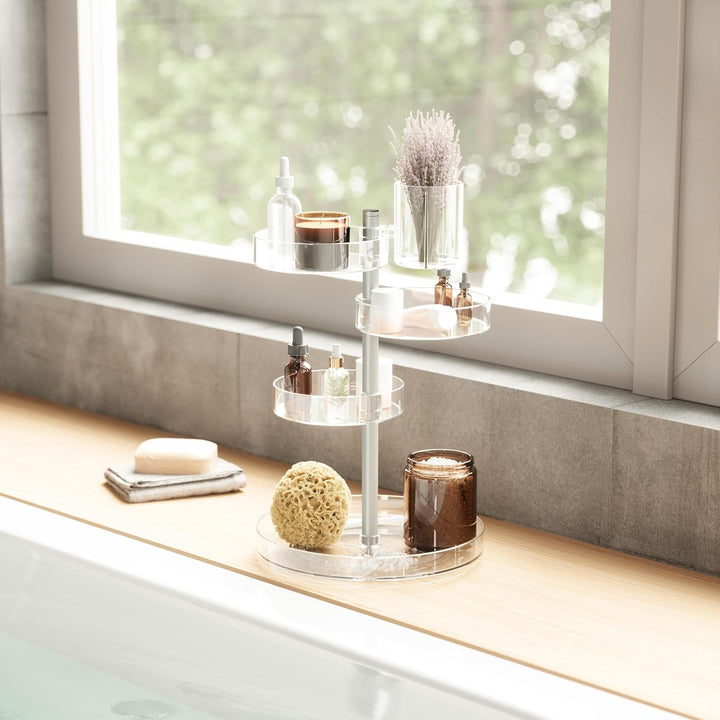 Umbra Pirouette Kosmetik Organizer mit drehbaren Fächern, Polystyrene, Transparent/Nickel, Einheitsg
