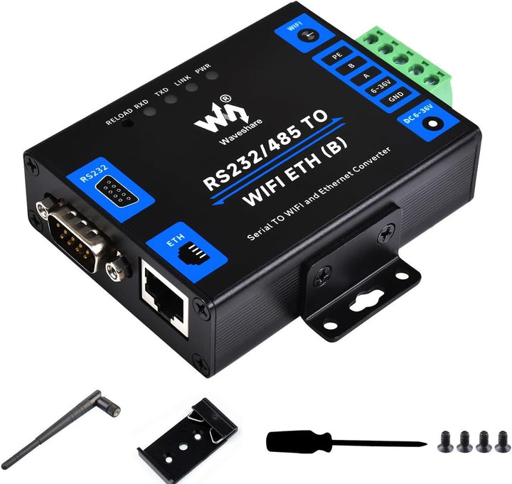 Waveshare RS232/485 to WiFi and RJ45 Ethernet Converter Module Industrial Grade Serial Server,Suppor