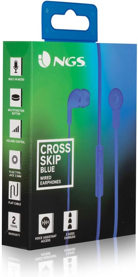 NGS CROSSSKIP Blue - In-Ear-Kopfhörer, Kopfhörer mit Mikrofon und Kabel, Stereo-Kopfhörer mit 3,5 mm