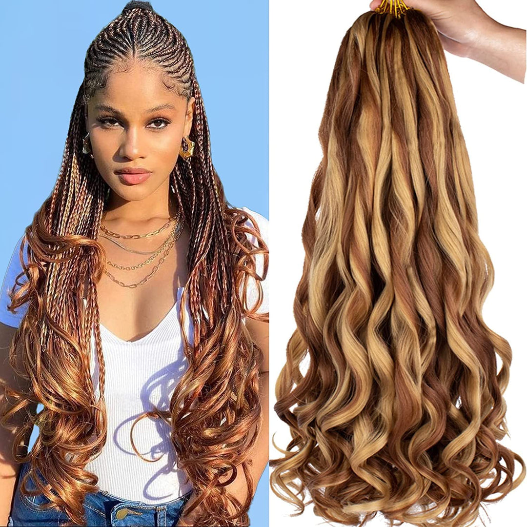 XTREND 66 cm 8 Packs French Curls Braiding Hair Pre Stretched Loose Wave Bouncy Braiding Hair Curly