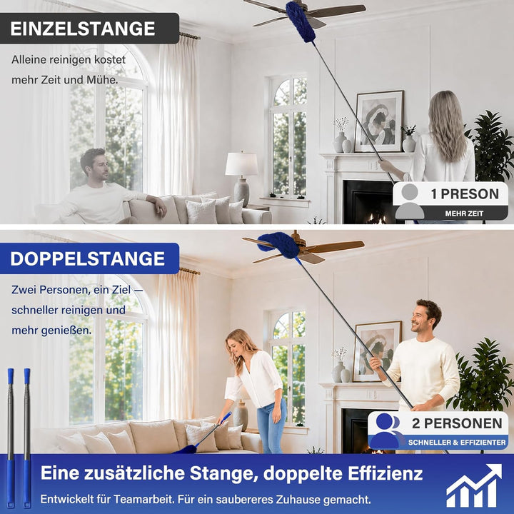 marysgift Staubwedel Teleskop Waschbar Mikrofaser Duster Lang Ausziehbar Bis 250cm,7 Stück Staubwede
