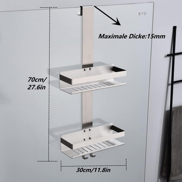 HomeHeng Duschregal zum Hängen,2-Store Duschablage zum Hängen Gebürstetes Nickel, SUS304 Edelstahl D
