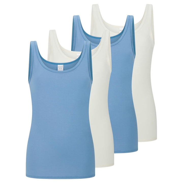 Schiesser Damen Unterhemd Top Trägertop 2er Pack Doppelpack - 162896 4 X Hellblau (920) 36, 4 X Hell