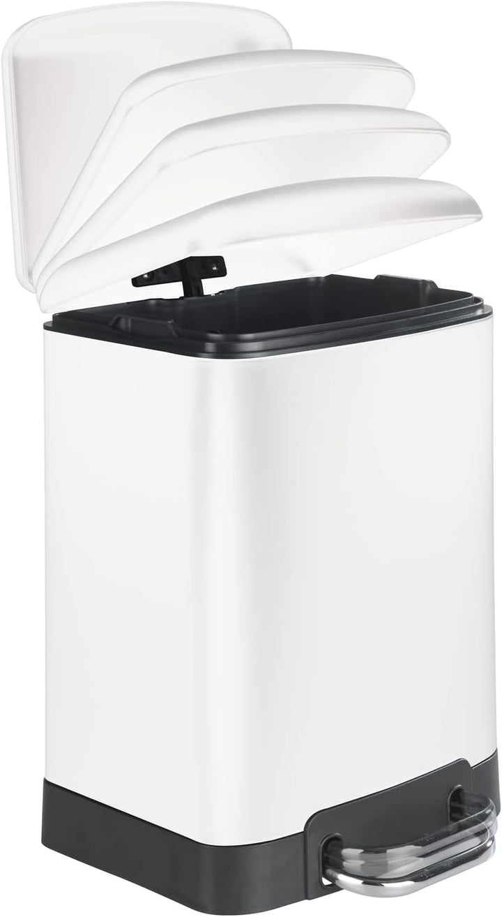 WENKO Treteimer Studio Easy-Close Weiss 6 L - Mülleimer mit Absenkautomatik Fassungsvermögen: 6 l, S