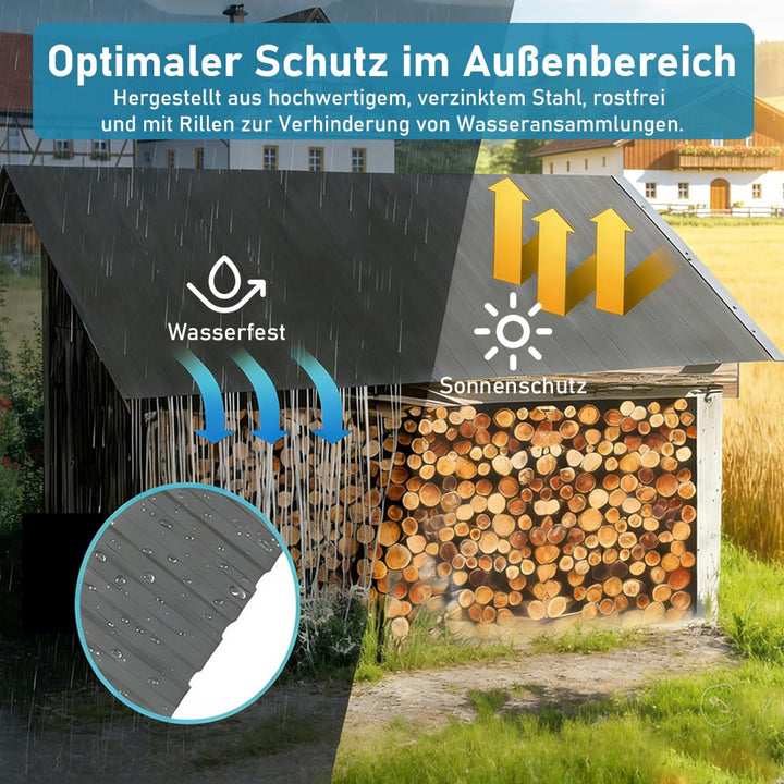 Wellplatten Dach Trapezblech 12x Profilblech 129cm x 45cm ca. 7 m², Wellblechplatten für Dach, Dachb