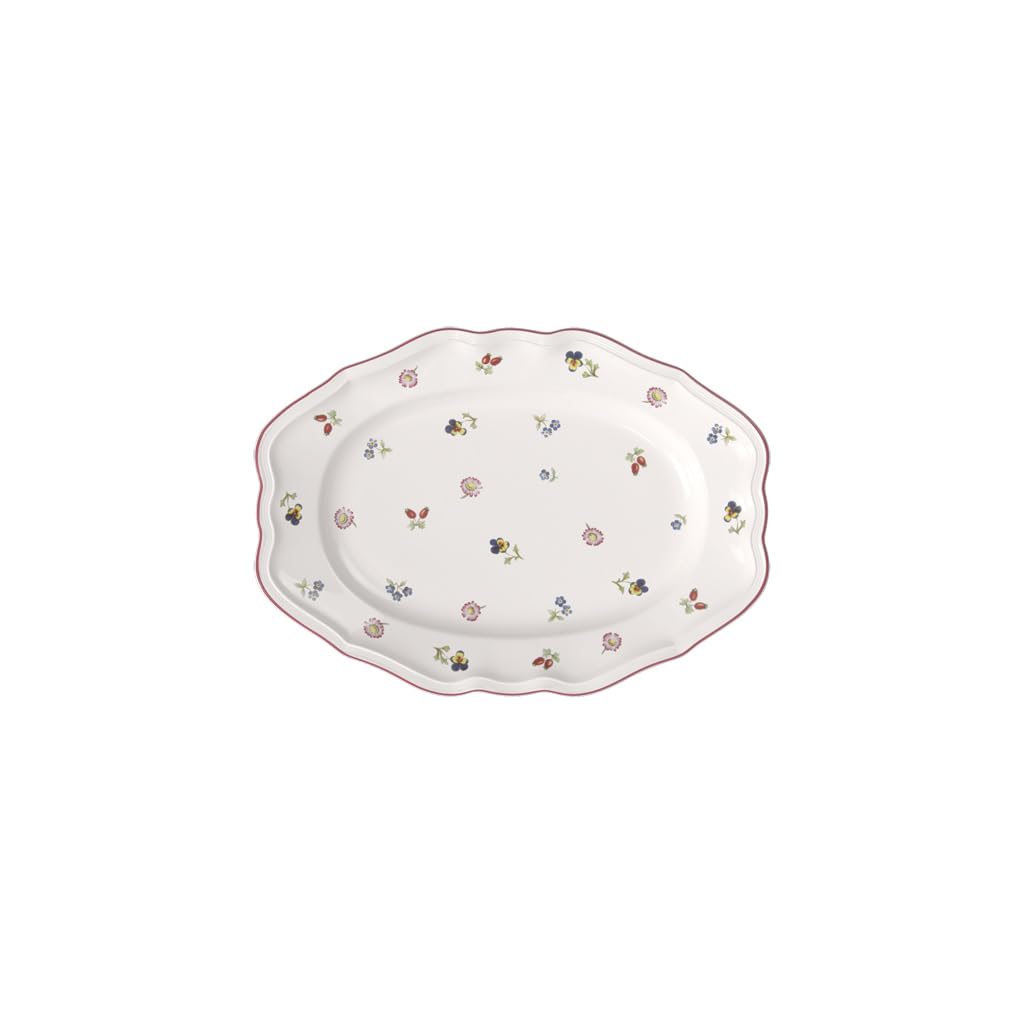 Villeroy und Boch Petite Fleur Platte oval, Premium Porzellan, 37 cm 37cm White, 37cm White
