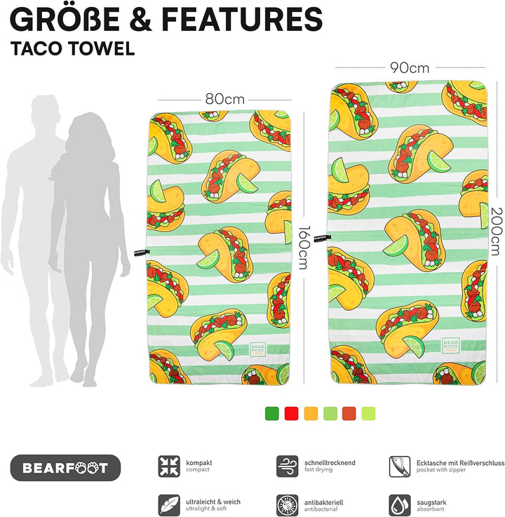 BEARFOOT Mikrofaser Strandtuch XXL mit Tasche - schnelltrocknendes Handtuch für Urlaub & Strand 160x