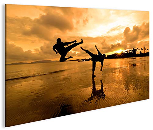 islandburner Bild Bilder auf Leinwand Kung Fu am Strand Kampfsport 1p XXL Poster Leinwandbild Wandbi