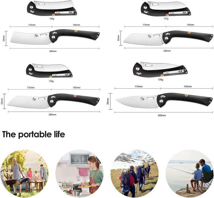 SENBON 440 Sharp Falten Chef Messer G10 Griff Obst Messer Camping Outdoor Back Clip Portable Obst Kü