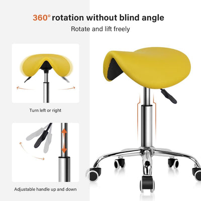 KKTONER Sattelhocker Arbeitshocker höhenverstellbar drehbar Rollhocker Bürohocker mit Sattelsitz