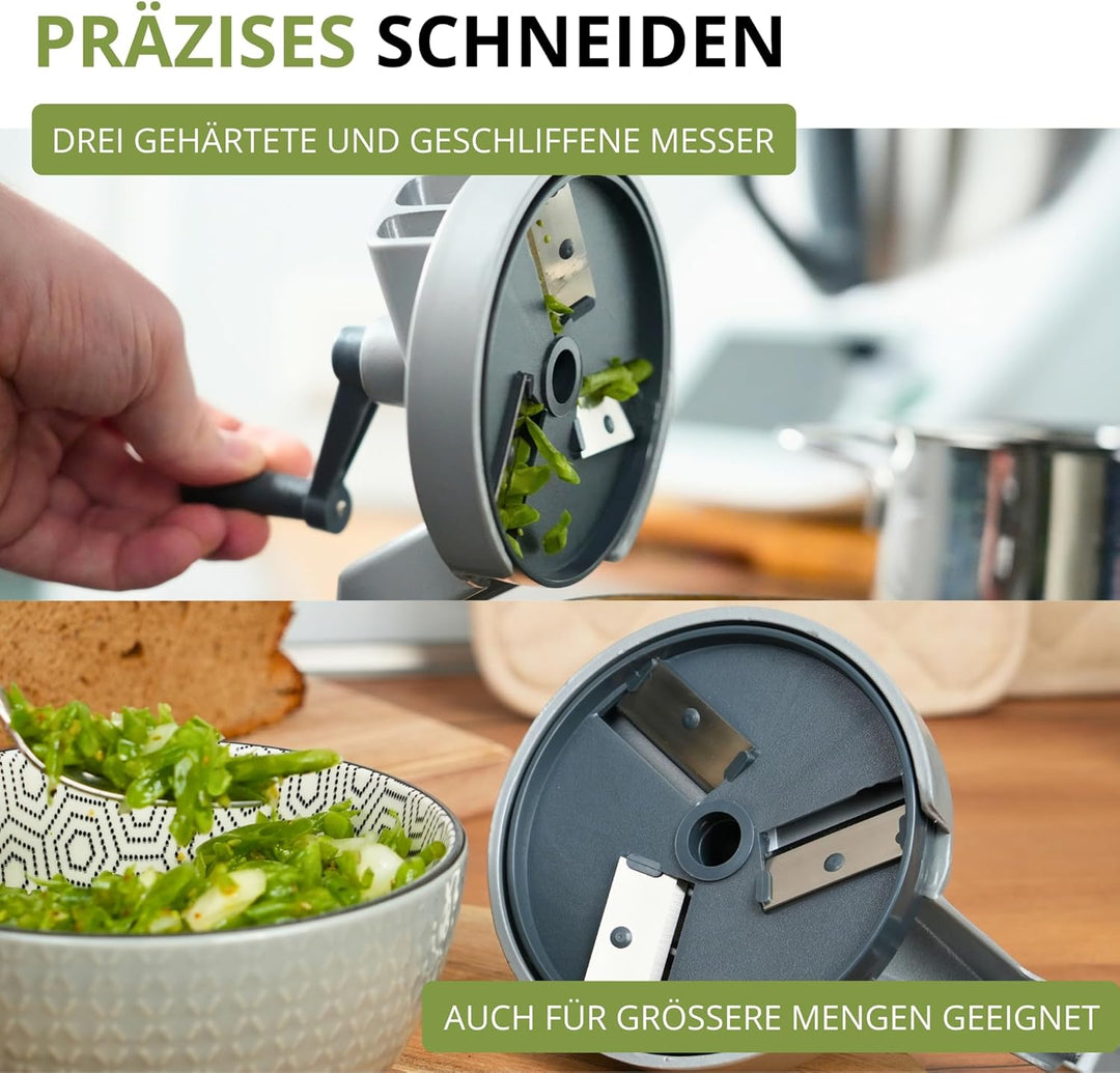 Westmark Bohnen-Schneider mit 2 Schneidöffnungen und Schraubzwinge zur Tischmontage, Rostfreie Edels