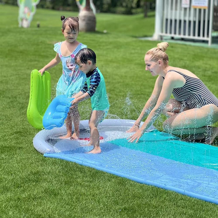 Wasserrutsche Garten, 550 * 145cm Wasserrutsche Draussen, Wasserrutschmatte mit 2 Bodyboards, Doppel