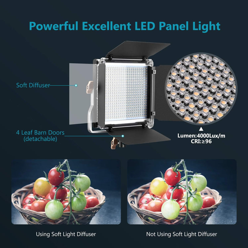 Neewer 2 Packungen Erweiterte 2,4 G 480 LED Video Licht Kit Beleuchtung Fotografie LED Panel zweifar
