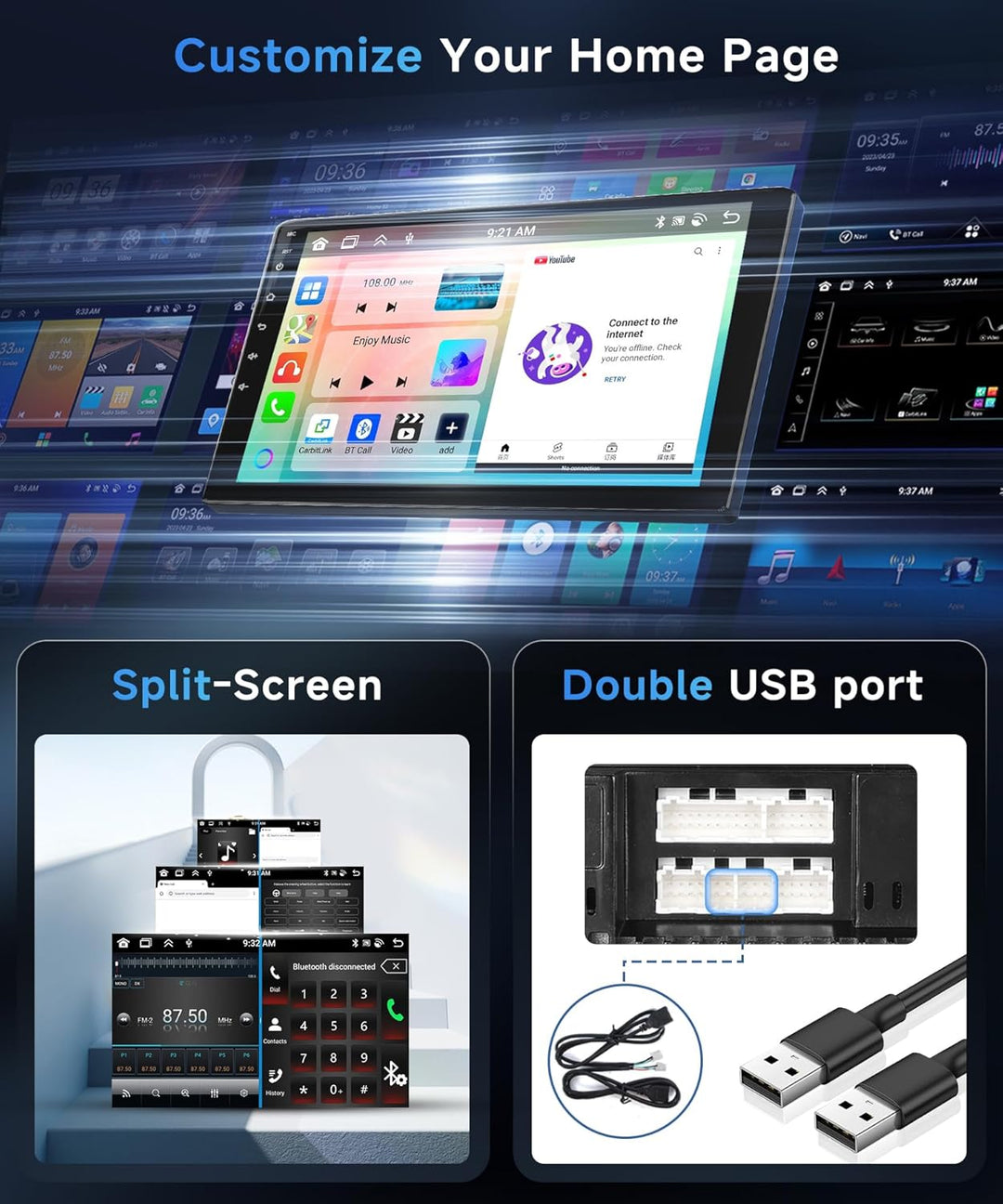 8 Kerne 6+128G Android Autoradio für Ford Transit Custom Tourneo 2013-2018 Wireless Carplay 9 Zoll m