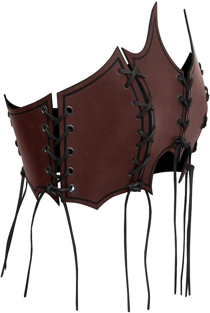 Andracor - Fantasy Brustplatte aus Leder für Frauen – Geflammtes Bustier aus Rüstleder mit Schnürung