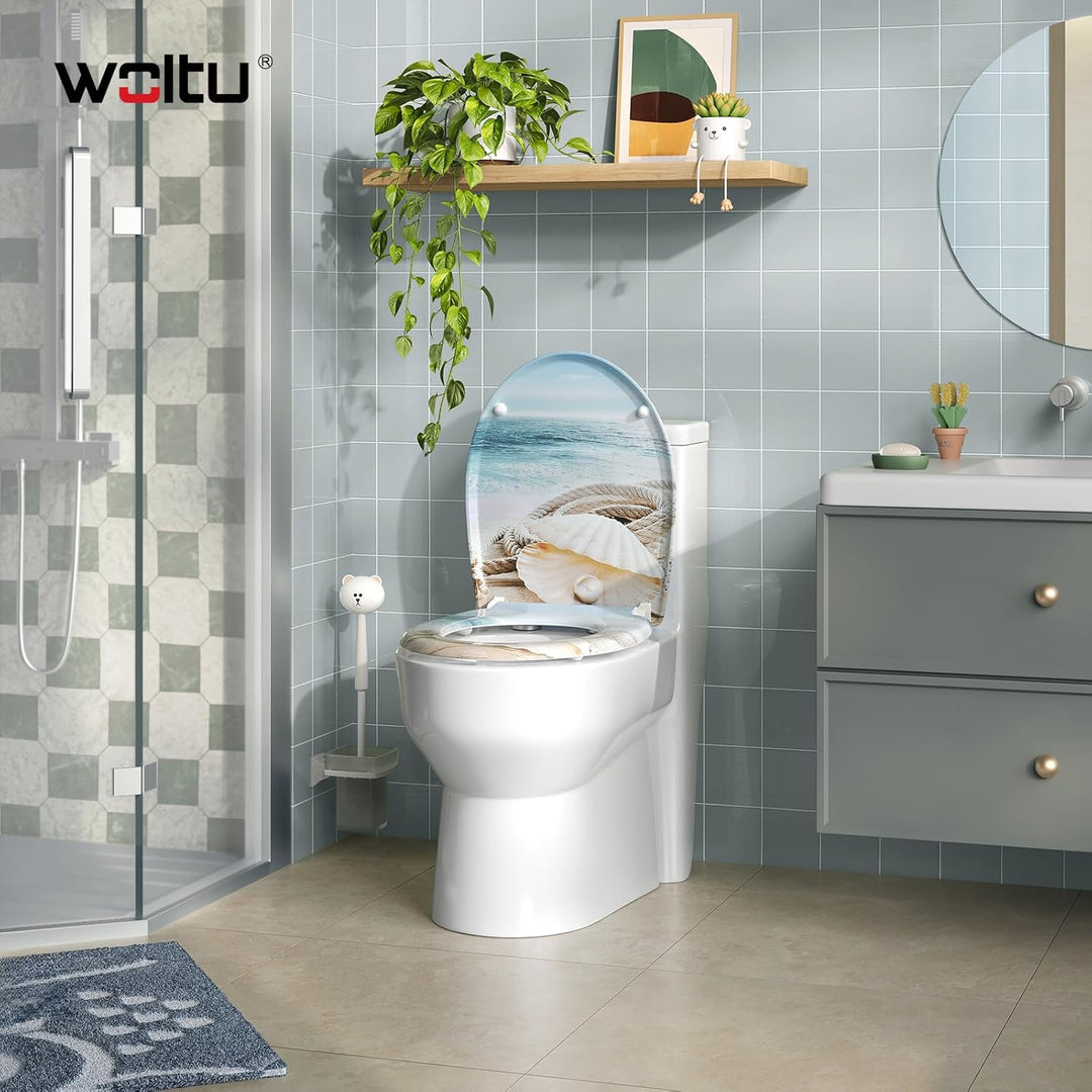 WOLTU Toilettendeckel mit Absenkautomatik Klodeckel WC Sitz Softclose Klobrille mit Quick Release Fu