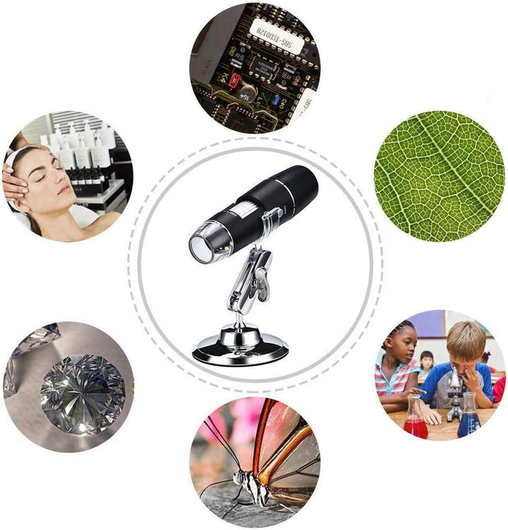 WiFi mikroskop,XVZ 50X bis 1000x Digital Mikroskoplupe, Mini-Taschen-Handmikroskopkamera mit Lichtko