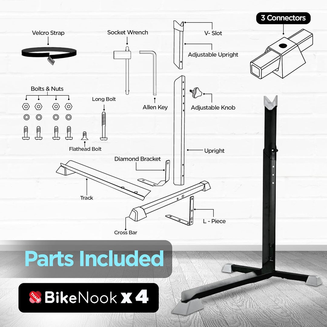Bike Nook Ständer & vertikales Aufbewahrungsregal – 4 Stück – Der originale vertikale Fahrradbodenst