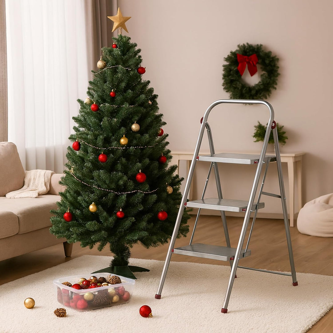 Kleeneze® KL068514EU zusammenklappbare 3-stufige Trittleiter für Heimwerker, 105 cm, rosa/grau, Trag