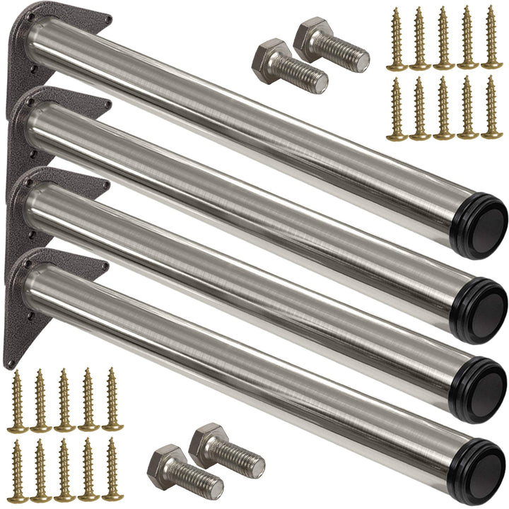 Stahlia 4 x Edelstahl Fi Tischfuss Ø60 mm Tischbeine Möbelfuss |Höhe 710 mm|höhenverstellbar + 30 mm
