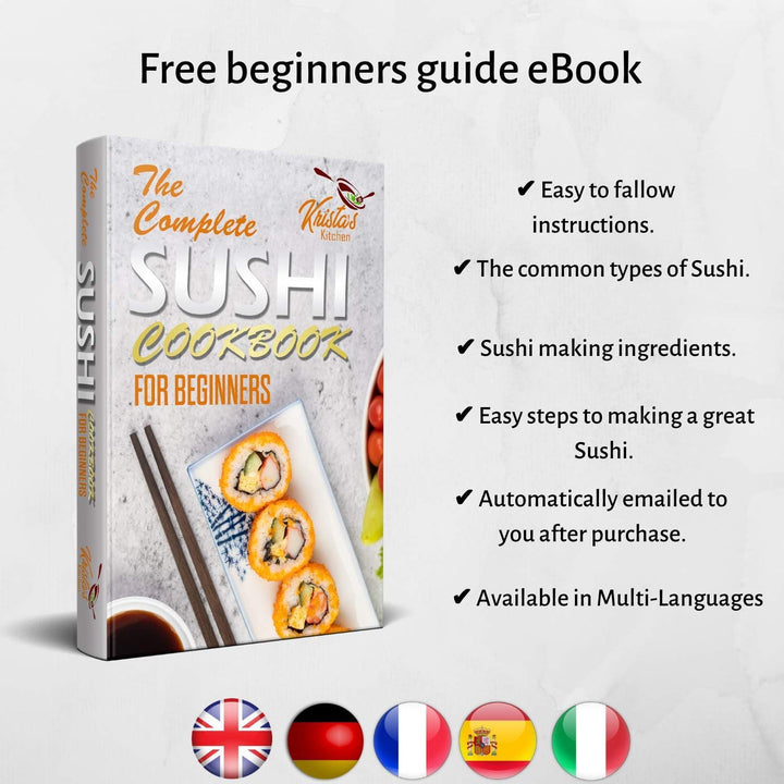 Sushi Set 14-teilig - Bambus Sushi Maker Kit Rollmatte für Anfänger - 2 Matten, 3 Paar Essstäbchen m