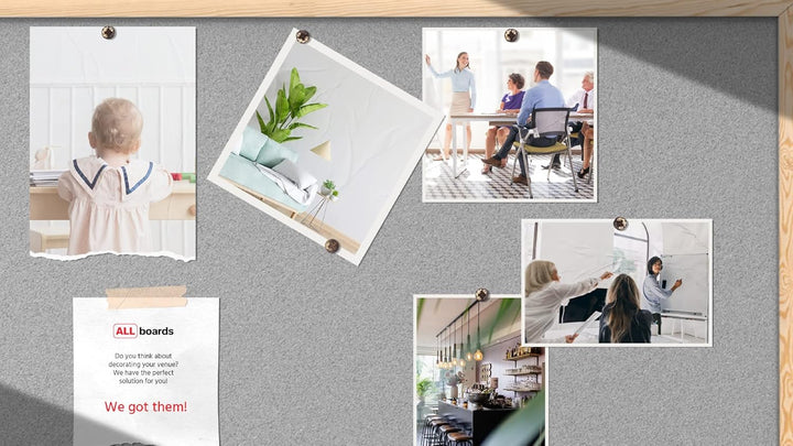 ALLboards helles Grau Pinnwand mit Holz Rahmen 90x60cm Korktafel Korkwand Pinnwand Kork Grau Oberflä