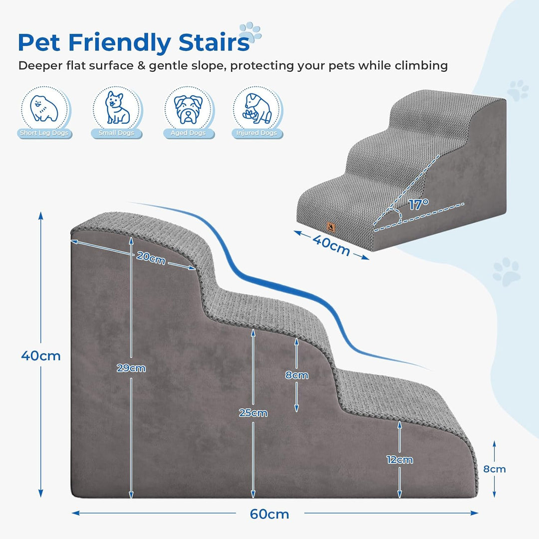 Hundetreppe für kleine Hunde, 3 Stufen 40cm Hoch Haustiertreppe, Waschbar rutschfest, Katzentreppe f