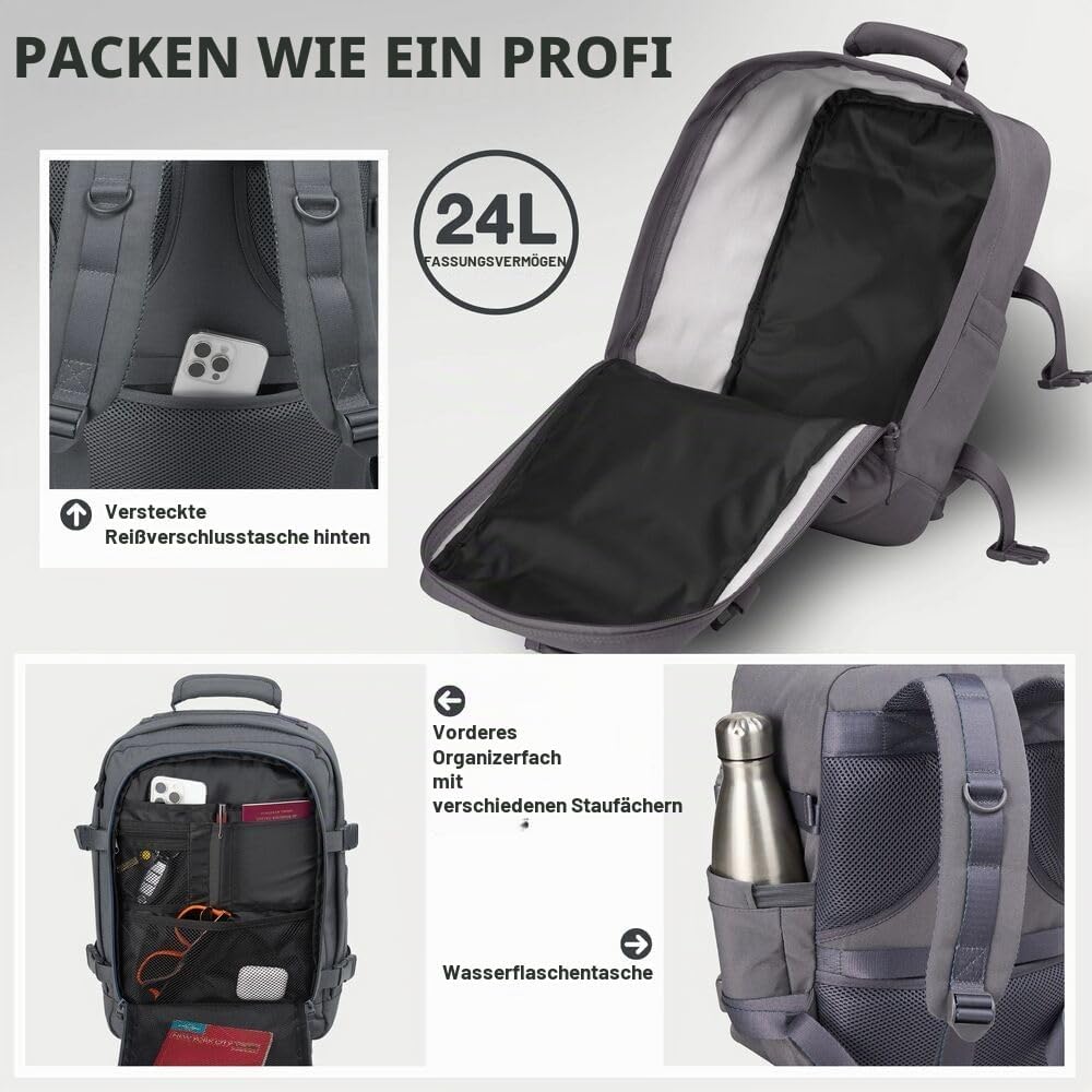 Cabin Max Metz 24L Handgepäck 40x30x20, Cabin Bag, Rucksack, Carry On, Fliegt Frei mit Ryanair, Wizz