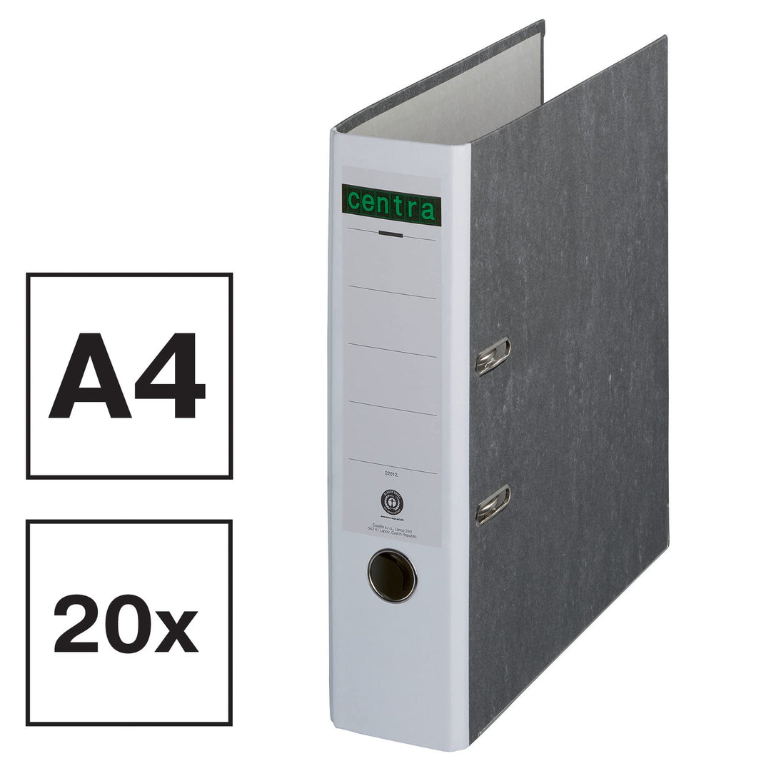 Centra Standard-Ordner, Wolkenmarmor, 20er Pack, Recycling, Blauer Engel, LGA Zertifikat, A4, 8 cm b