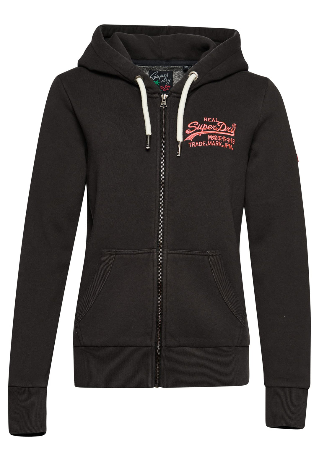 Superdry Damen Kapuzenjacke in Neonfarben mit Vintage Logo 34 Karbongrau, 34 Karbongrau