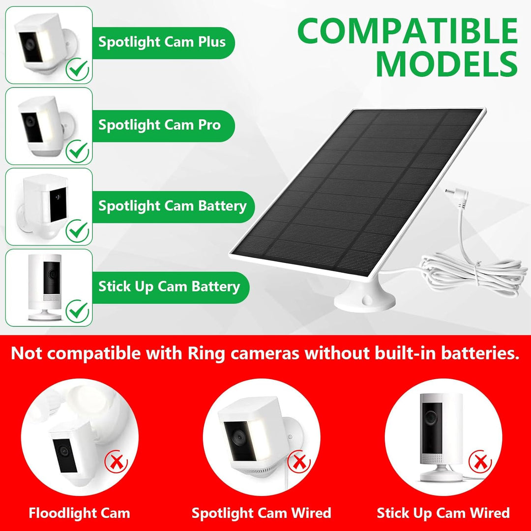 Hossom Solarpanel für Ring Kamera, 6W Kamera Solarmodul Kompatibel mit Ring Spotlight Cam/Pro/Plus u