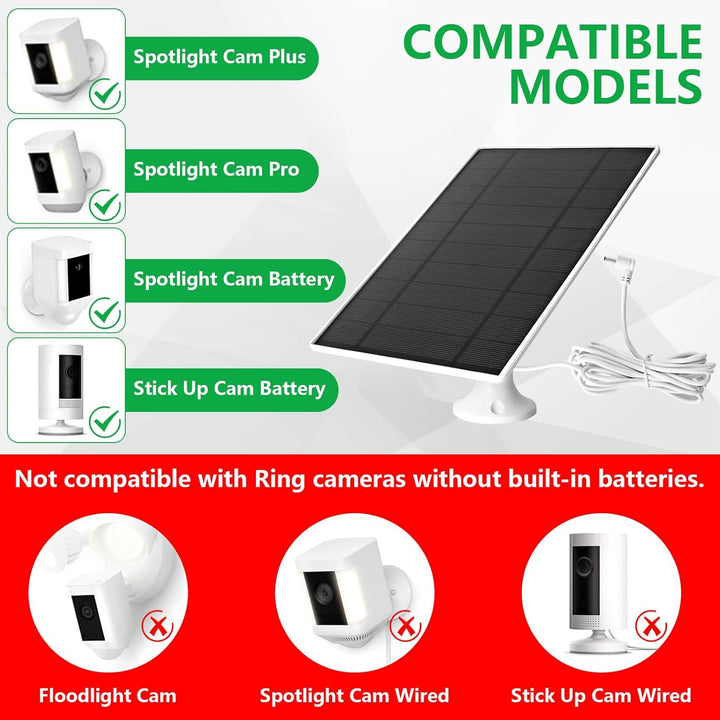 Hossom Solarpanel für Ring Kamera, 6W Kamera Solarmodul Kompatibel mit Ring Spotlight Cam/Pro/Plus u