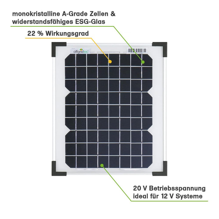 Offgridtec 10W MONO 12V Solarpanel, 10W