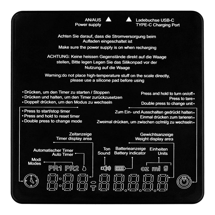 WAHLER® Kaffeewaage mit Auto Timer | Barista Mini Siebträger für Pour Over