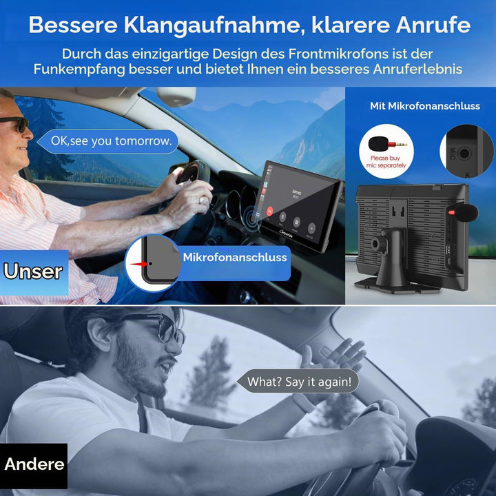 CARPURIDE C98 Kabelgebundenes/Kabelloses Carplay &amp; Android Auto Tragbares Autoradio, 9-Zoll-HD-Touch