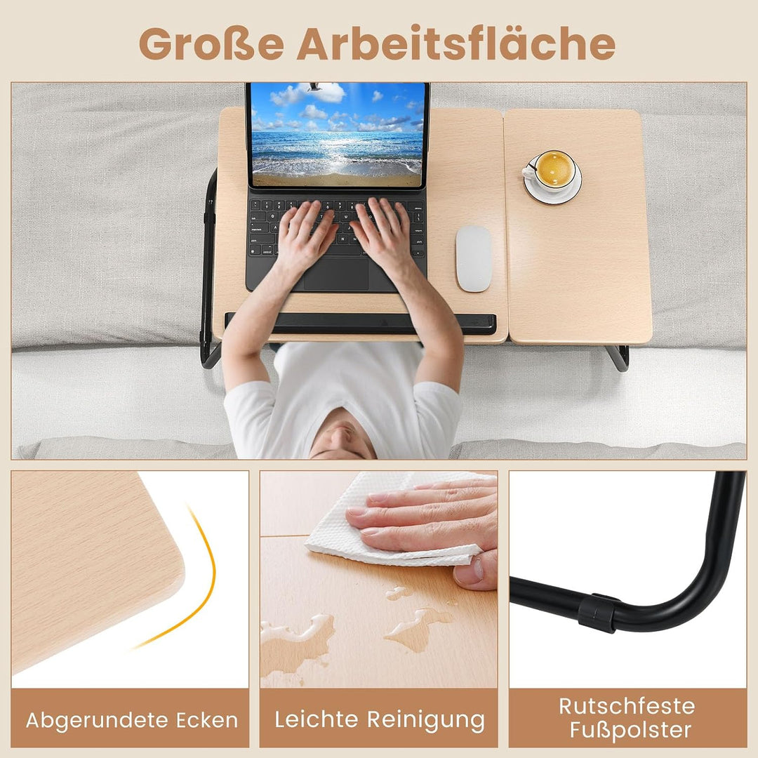 COSTWAY Laptoptisch klappbar, 4-Fach höhenverstellbar, Betttisch Notebooktisch faltbar, Betttablett