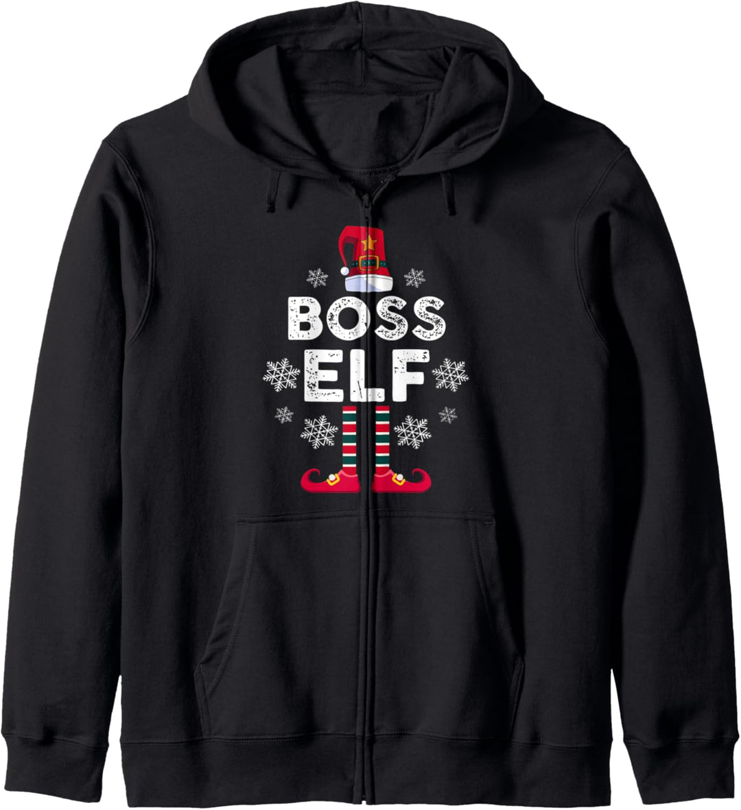 Boss Elf Elfen Familien Weihnachts Outfit Weihnachtself Kapuzenjacke
