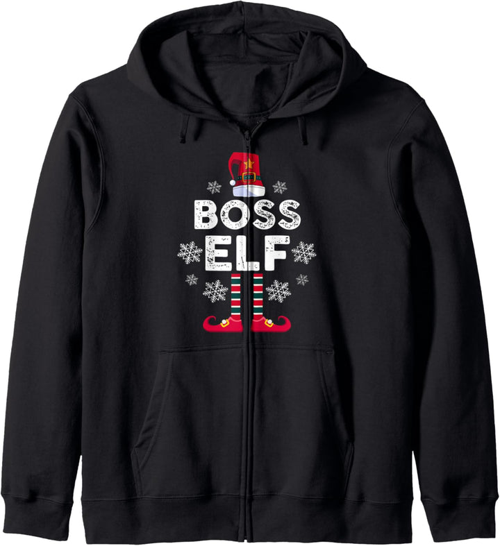Boss Elf Elfen Familien Weihnachts Outfit Weihnachtself Kapuzenjacke