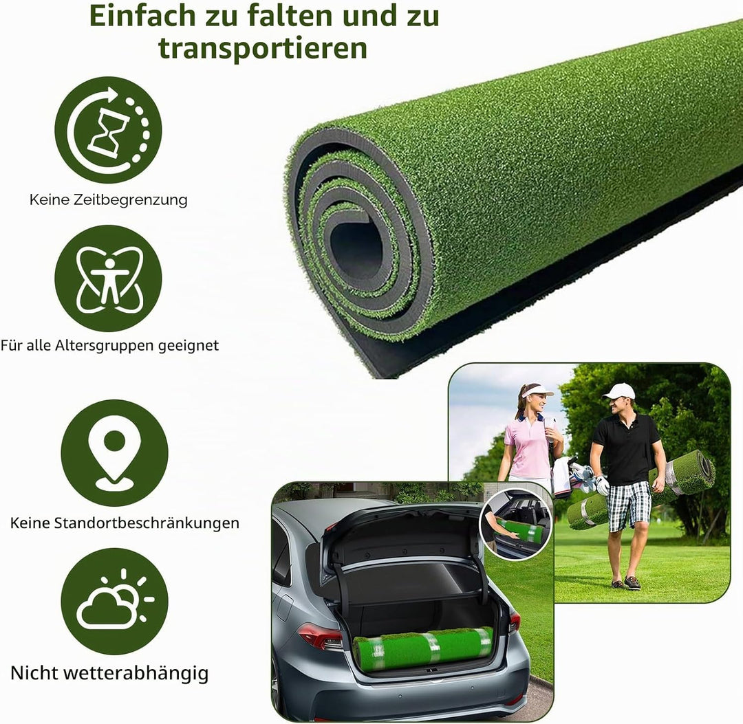 150 x 120cm Golf Abschlagmatte, mit 40mm Rough &amp; 16mm Fairway Turf, 10mm Eva Polsterung, Dual Tee- &amp;