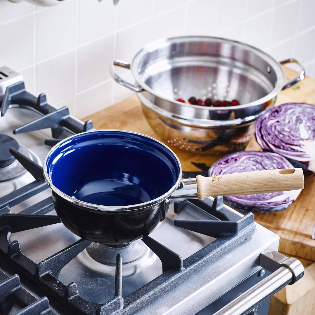 BK Indigo Holländisches Erbe Emaillierter Kochtopf mit Deckel mit PFAS-Freier Keramik-Antihaftbeschi