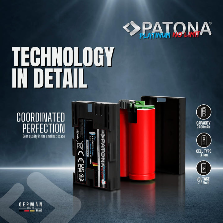 PATONA Platinum USB-C Akku LP-E6NH Kompatibel mit Canon EOS R5, R6, R6II, R7