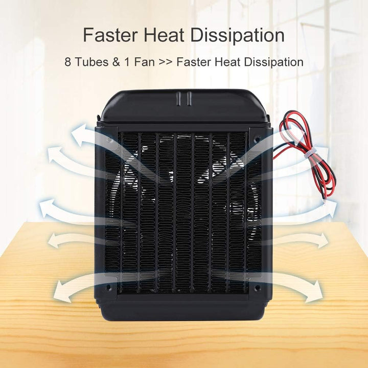 ASHATA 90mm Aluminium Radiator, Kühlerlüfter Radiator - CPU Wasserkühlung 8 Röhren Aluminiumheizkörp