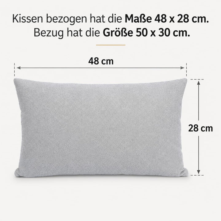 Formalind 2er Set Sofakissen 50x30 cm, Zierkissen 2 Stück, Dekokissen, Couchkissen, 2 Bezüge + 2 Fül