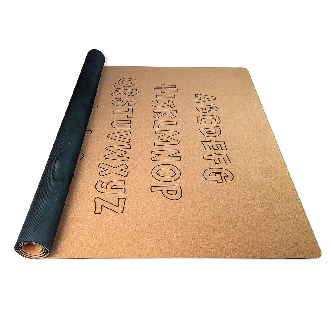 Secoroco Spielmatte aus Kork. Schadstofffreie Krabbelmatte für Babys und Kinder. Buchstaben und Zahl