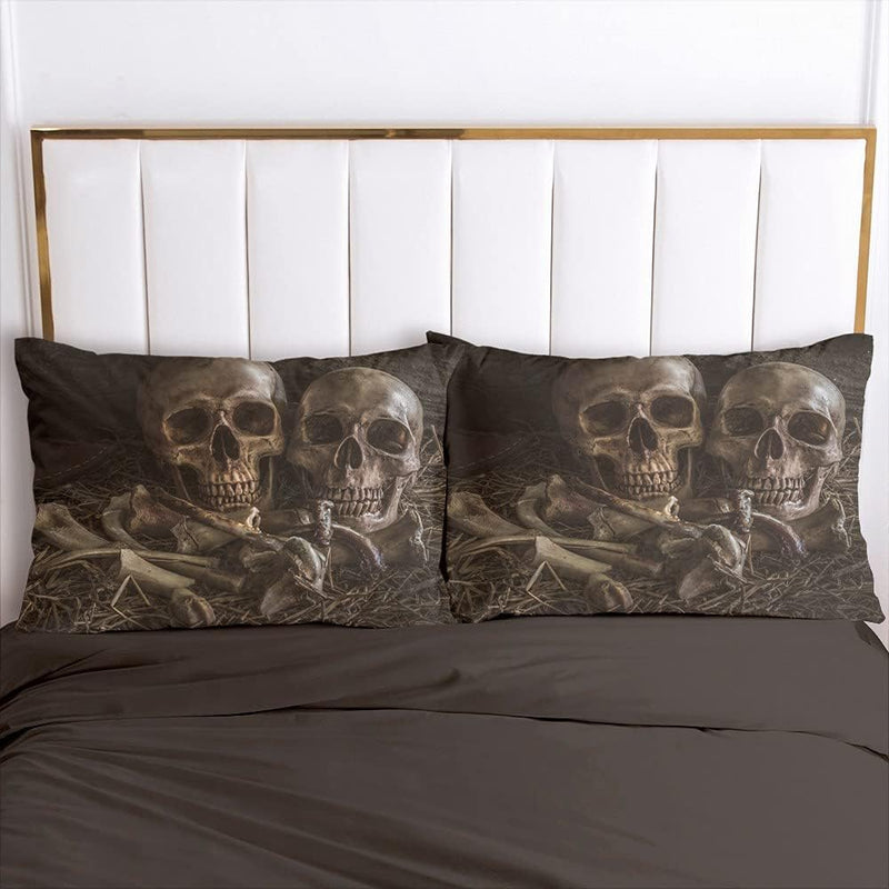Luowei Bettwäsche Totenkopf 135x200cm 4 Teilig Schädel Motiv Bettwäsche Set Weiche Microfaser Bettbe