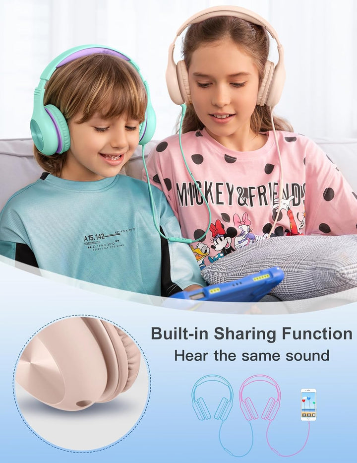 Kopfhörer Kinder, Kinder Kopfhörer mit Kabel, 85/94dB Lautstärkegrenze, HD-Stereoton, Sharing-Funkti