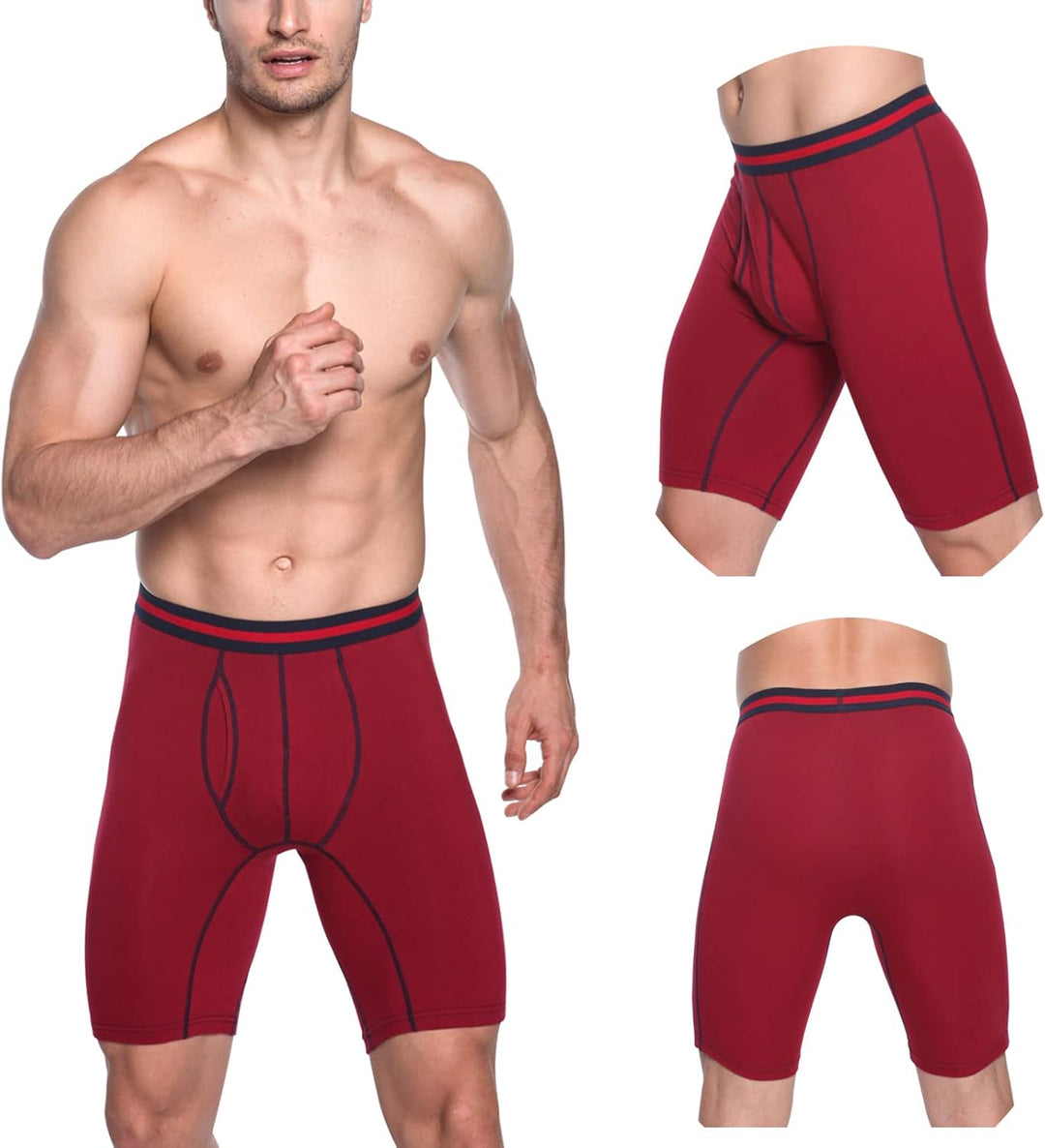 Nuofengkudu Herren Boxershort Langes Bein Sport Fitness Unterhosen Männer Unterwäsche Retroshorts Pa