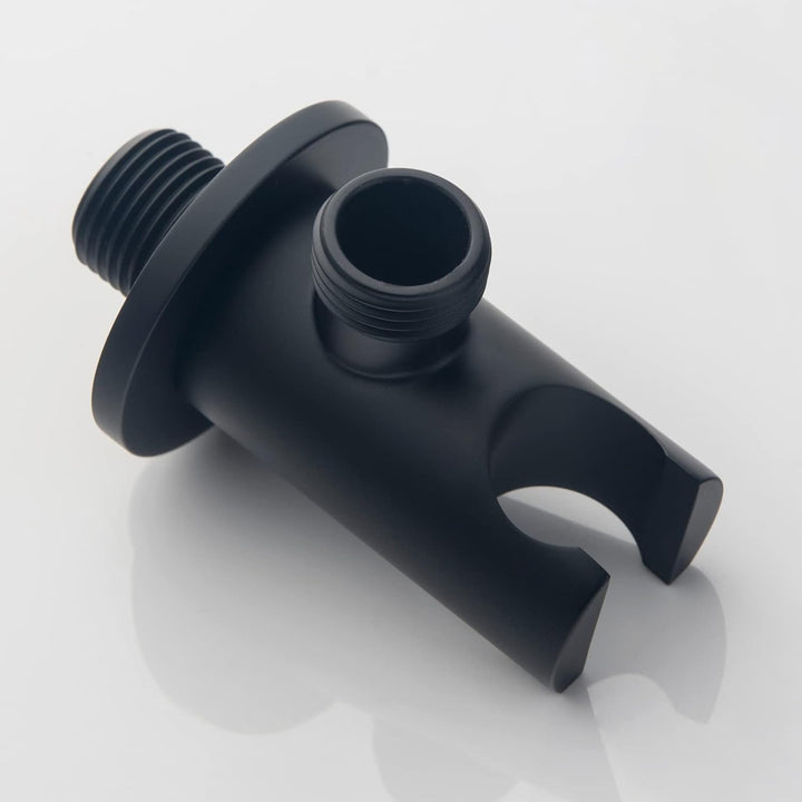 Keymark Wandanschlussbogen mit Brausehalter Schwarz Matt, Messing Schlauchanschluss mit Wandbrauseha